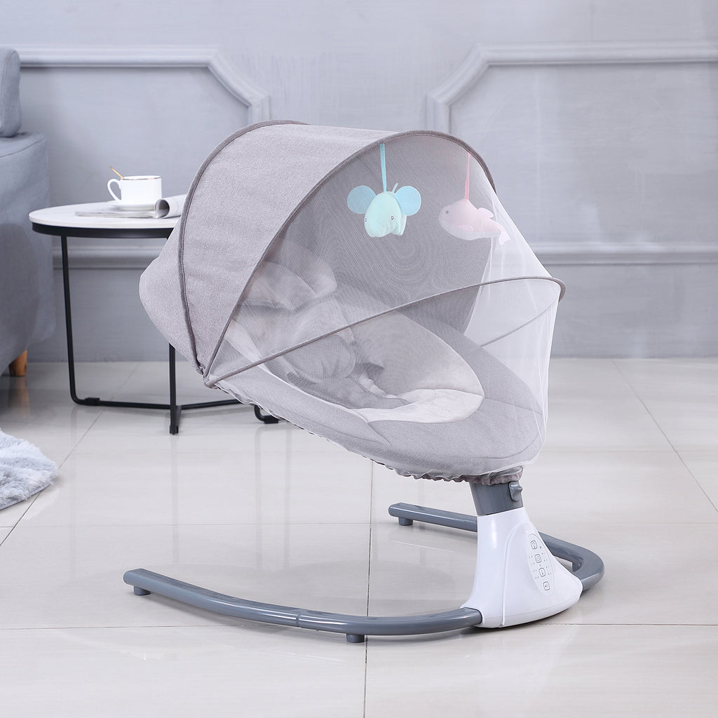 Baby Swing Chair Kids Swing and Bouncer - Electric Baby Bouncer Chair with Remote Control and Mosquito Net: 4 Speeds & 4 Timer & 12 Preset Lullabies Supports BT Connection USB Flash Drive