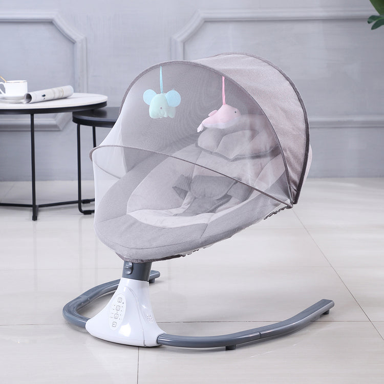 Baby Swing Chair Kids Swing and Bouncer - Electric Baby Bouncer Chair with Remote Control and Mosquito Net: 4 Speeds & 4 Timer & 12 Preset Lullabies Supports BT Connection USB Flash Drive
