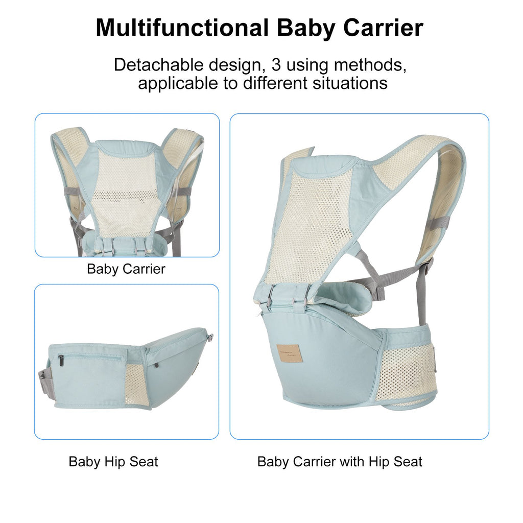 9-in-1 Breathable Baby Carrier with Hip Seat Lumbar Support Waist Stool for 3-36 Months Newborn Infants Toddlers Baby Backpack Carrier