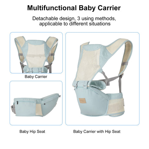 9-in-1 Breathable Baby Carrier with Hip Seat Lumbar Support Waist Stool for 3-36 Months Newborn Infants Toddlers Baby Backpack Carrier