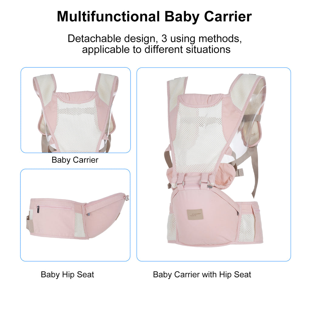 All-Position Baby Carrier with Hip Seat Lumbar Support, Angled Waist Stool, Soft and Breathable, for 3-36 Months Infant to Toddler, 7-44lbs
