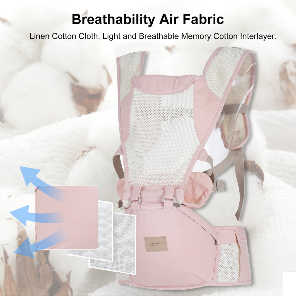 All-Position Baby Carrier with Hip Seat Lumbar Support, Angled Waist Stool, Soft and Breathable, for 3-36 Months Infant to Toddler, 7-44lbs