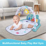 Baby Play Mat with Piano Keyboard: Deatchable Hanging Toys, Play Musical Activity Gym, Tummy Time Crawling Mat for Infants 0-12 Months, 4 Colorful Hanging Toys & Sun Flower Mirror