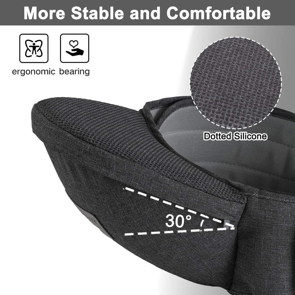 Ergonomic Hip Seat Baby Carrier, Ergonomic Baby Hip Seat, Adjustable Waist Belt, Zipper Pocket for Essentials, for 0-36 Months Newborn and Toddler, 7-41lbs, Dark Gray