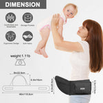 Ergonomic Hip Seat Baby Carrier, Ergonomic Baby Hip Seat, Adjustable Waist Belt, Zipper Pocket for Essentials, for 0-36 Months Newborn and Toddler, 7-41lbs, Dark Gray