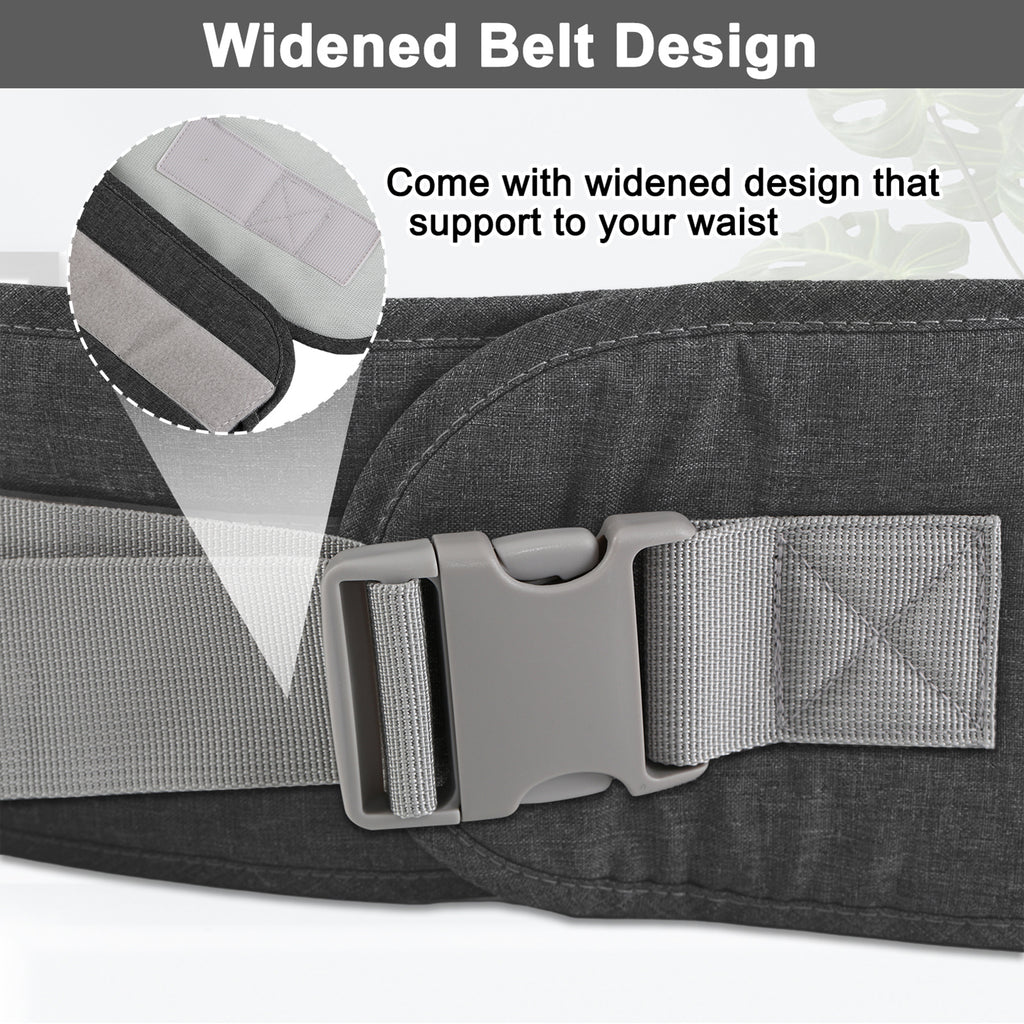 Ergonomic Hip Seat Baby Carrier, Ergonomic Baby Hip Seat, Adjustable Waist Belt, Zipper Pocket for Essentials, for 0-36 Months Newborn and Toddler, 7-41lbs, Dark Gray