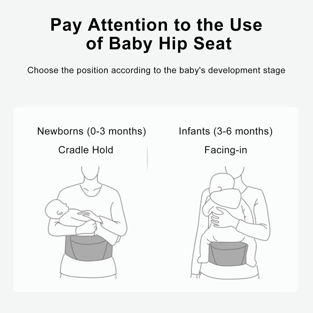 Ergonomic Hip Seat Baby Carrier, Ergonomic Baby Hip Seat, Adjustable Waist Belt, Zipper Pocket for Essentials, for 0-36 Months Newborn and Toddler, 7-41lbs, Dark Gray
