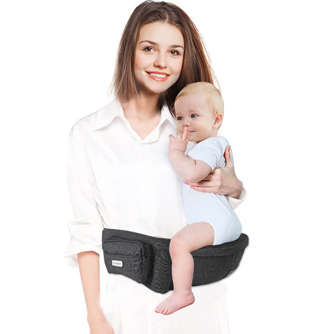 Ergonomic Hip Seat Baby Carrier, Ergonomic Baby Hip Seat, Adjustable Waist Belt, Zipper Pocket for Essentials, for 0-36 Months Newborn and Toddler, 7-41lbs, Dark Gray
