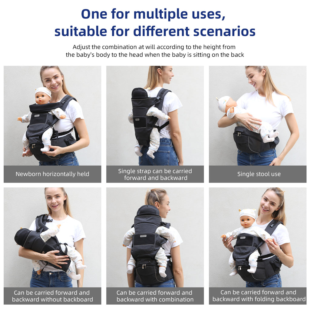 Baby Carrier Newborn to Toddler: 0-44 Lbs Ergonomic Infant Carrier with Removable Plate Safety Reflective Strips Hip Seat Front and Back Baby Holder Sling Carrier with for 0-36 Months