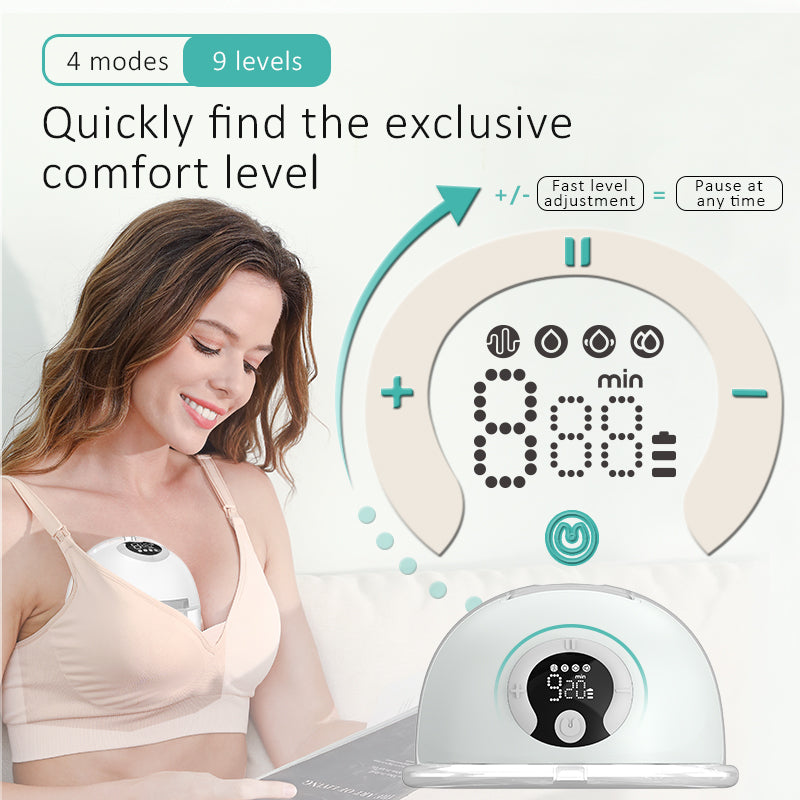 Electric Electric Breast Pump with 4 Modes & 9 Levels Wireless Portable Breast Pump Breastfeeding with 12 Pcs