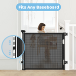 Baby Gates for Doorway, Retractable Baby Gate, Mesh Dog Pets Gate Extra Wide for Stairs Hallways, Extends to 55” Wide, 35” Tall, Black