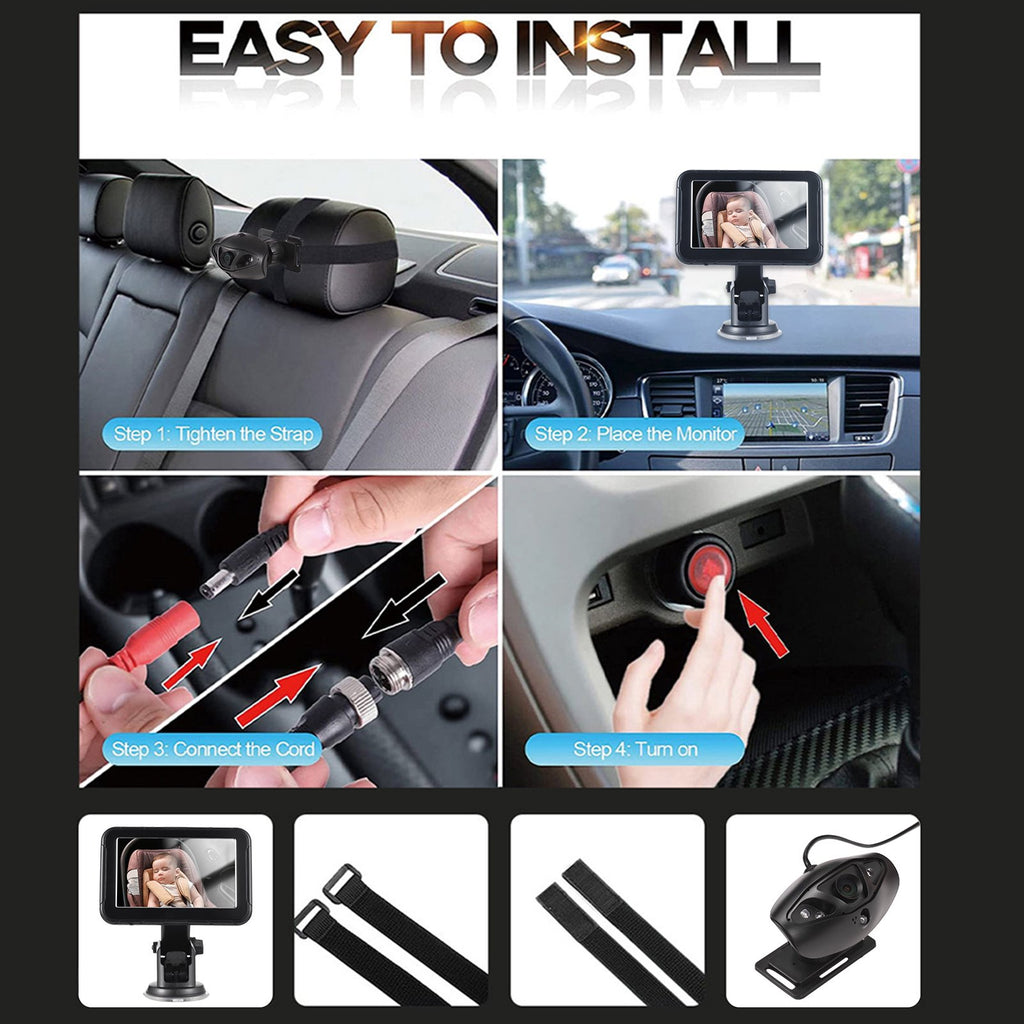 Baby Car Mirror 1080P 4.3 Inch Baby Car Camera