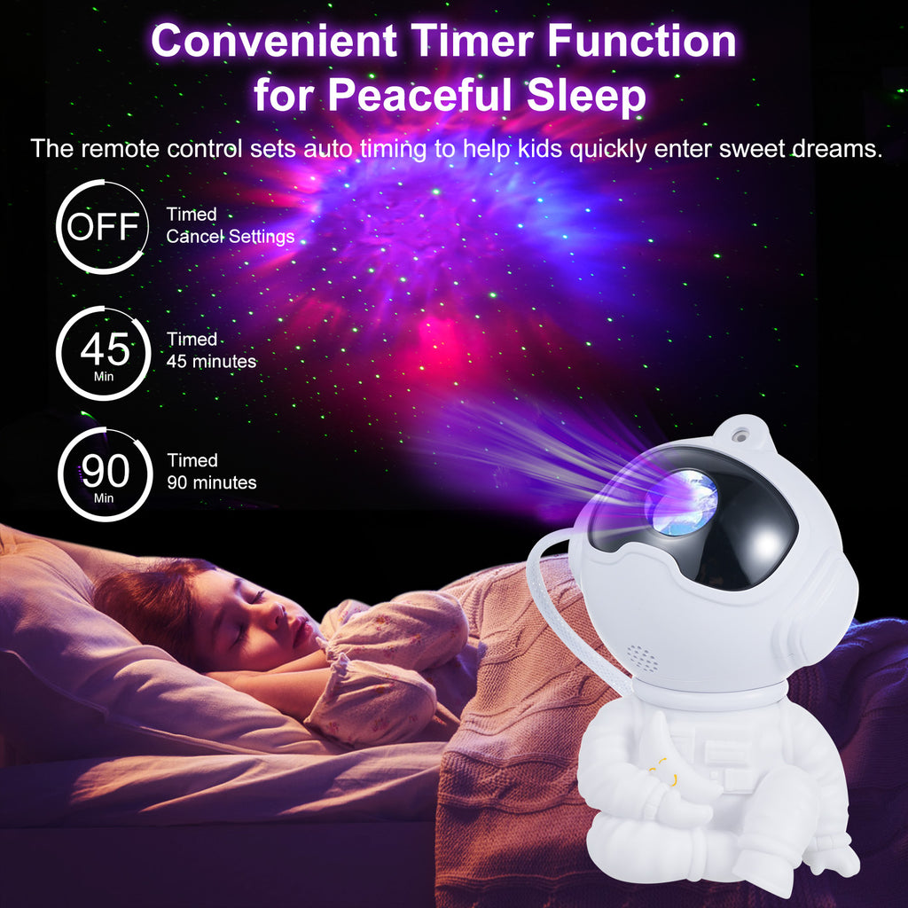 Astronaut Galaxy Projector Starry Night-Light: Starry Nebula Projection Light Bedroom Decoration - Rotatable Head Ceiling LED Lamp with Remote Control 45/90min Timer Adjustable Brightness Speed