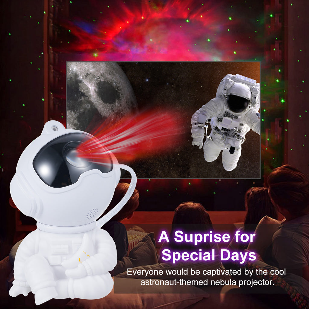 Astronaut Galaxy Projector Starry Night-Light: Starry Nebula Projection Light Bedroom Decoration - Rotatable Head Ceiling LED Lamp with Remote Control 45/90min Timer Adjustable Brightness Speed