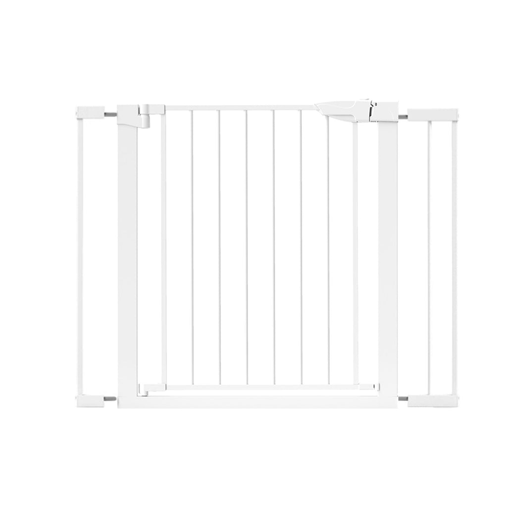 Baby Gate for Stairs, 29.7-40.6" Retractable, Auto-Close Safety Gate with Double Lock, Indoor Toddler Pet Gates for Doorways, Child Dog Gate Easy Walk, Pressure Mounted, White