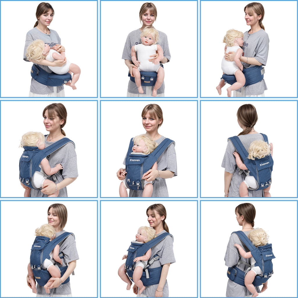 Baby Carrier Newborn to Toddler - Ergonomic M Position Toddler Carrier | 9-in-1 Ways to Carry Baby Carrier Backpack with Head Hood for 3-36 Months Baby | Hip Seat Carrier for All Seasons in/Outdoor