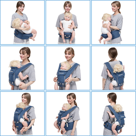 Baby Carrier Newborn to Toddler - Ergonomic M Position Toddler Carrier | 9-in-1 Ways to Carry Baby Carrier Backpack with Head Hood for 3-36 Months Baby | Hip Seat Carrier for All Seasons in/Outdoor