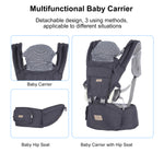Baby Carrier Newborn to Toddler: Ergonomic M Position 9-in-1 Ways to Carry Baby Carrier Backpack with Head Hood for 3-36 Months 7-40lbs Baby | Advanced Hip Seat Carrier for All Seasons in/Outdoor
