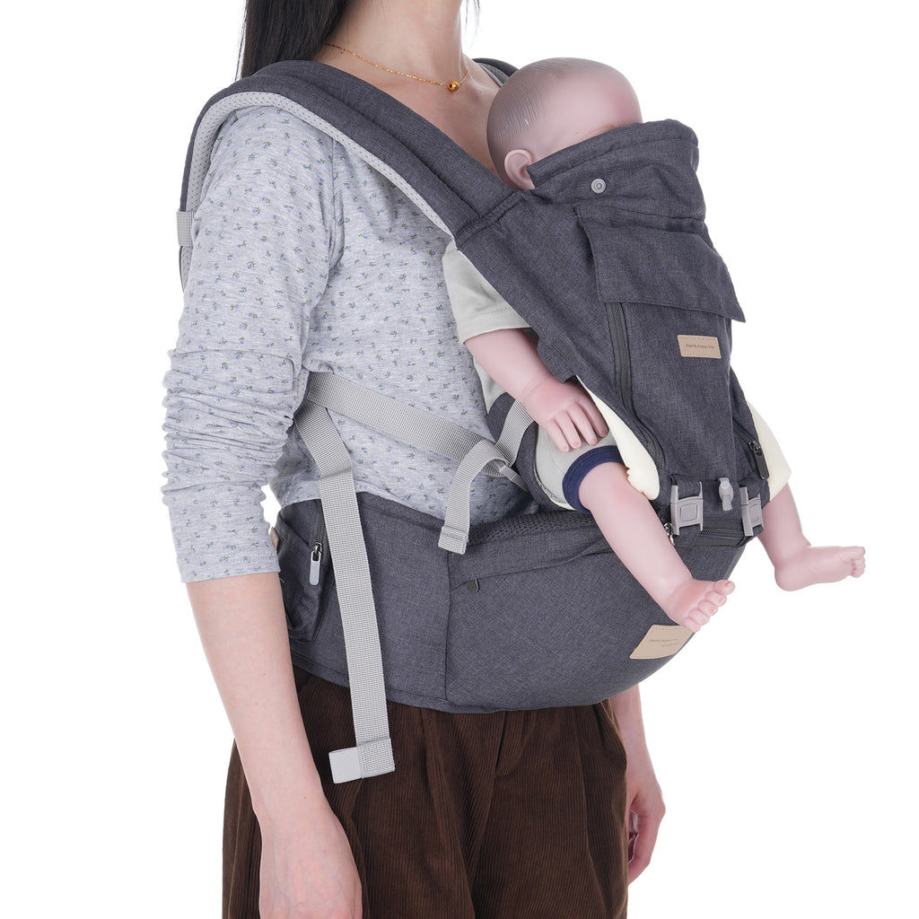 Baby Carrier Newborn to Toddler: Ergonomic M Position 9-in-1 Ways to Carry Baby Carrier Backpack with Head Hood for 3-36 Months 7-40lbs Baby | Advanced Hip Seat Carrier for All Seasons in/Outdoor
