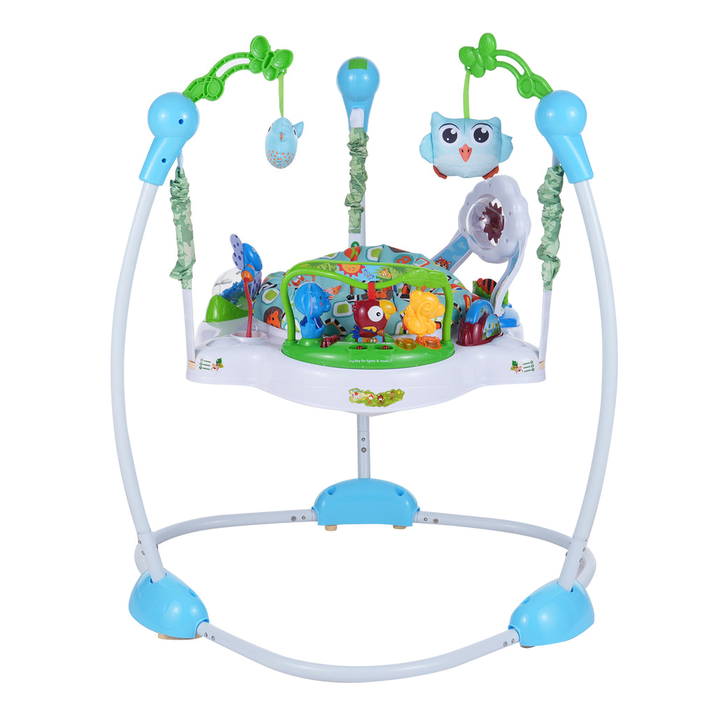 3-in-1 Baby Jumper with Interactive Toys, Baby Bouncer Activity Center with Music and Lights, Adjustable Height, 360° Rotating Breathable Seat, for Infants and Toddlers Safe Play and Development