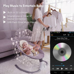 Baby Swing Chair Kids Swing and Bouncer - Electric Baby Bouncer Chair with Remote Control and Mosquito Net: 4 Speeds & 4 Timer & 12 Preset Lullabies Supports BT Connection USB Flash Drive