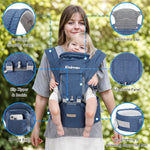 Baby Carrier Newborn to Toddler - Ergonomic M Position Toddler Carrier | 9-in-1 Ways to Carry Baby Carrier Backpack with Head Hood for 3-36 Months Baby | Hip Seat Carrier for All Seasons in/Outdoor