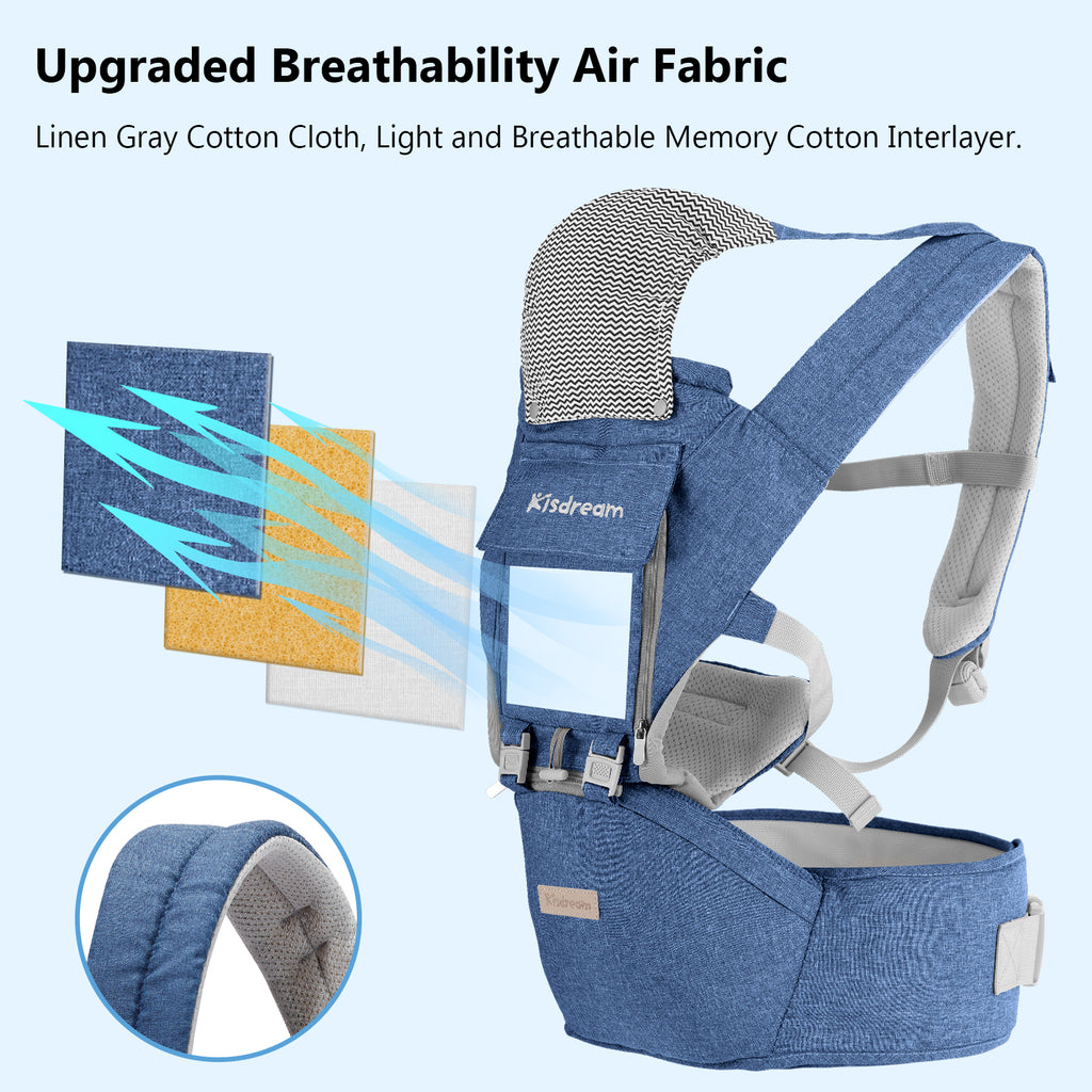 Baby Carrier Newborn to Toddler - Ergonomic M Position Toddler Carrier | 9-in-1 Ways to Carry Baby Carrier Backpack with Head Hood for 3-36 Months Baby | Hip Seat Carrier for All Seasons in/Outdoor