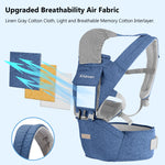 Baby Carrier Newborn to Toddler - Ergonomic M Position Toddler Carrier | 9-in-1 Ways to Carry Baby Carrier Backpack with Head Hood for 3-36 Months Baby | Hip Seat Carrier for All Seasons in/Outdoor