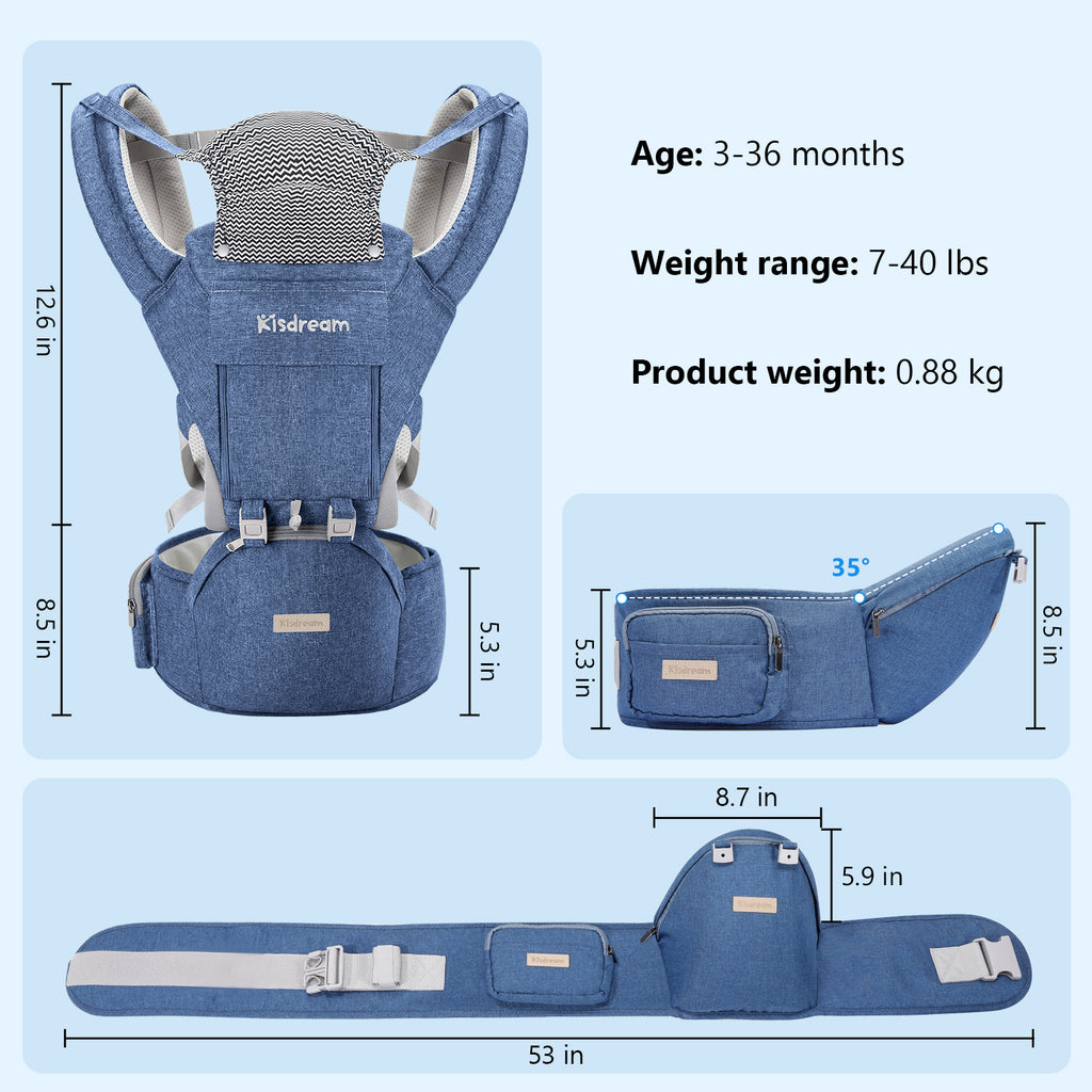 Baby Carrier Newborn to Toddler - Ergonomic M Position Toddler Carrier | 9-in-1 Ways to Carry Baby Carrier Backpack with Head Hood for 3-36 Months Baby | Hip Seat Carrier for All Seasons in/Outdoor