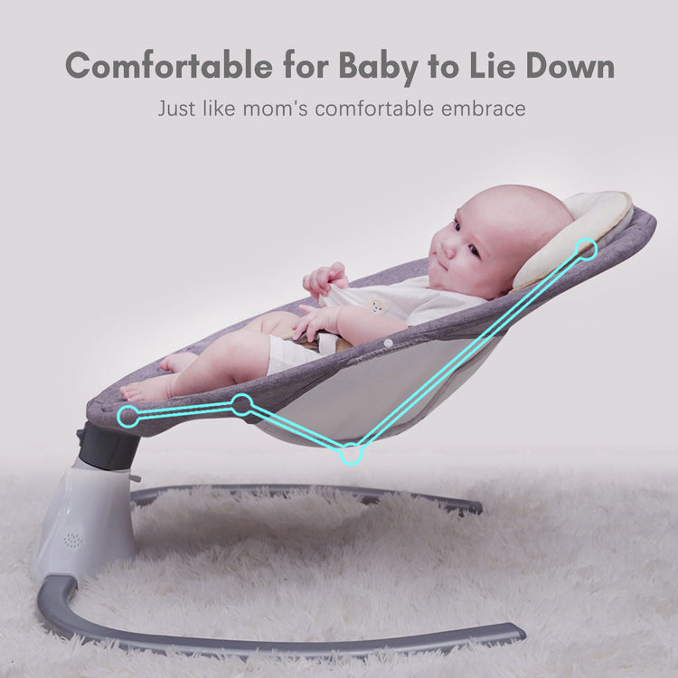 Baby Swing Chair Kids Swing and Bouncer - Electric Baby Bouncer Chair with Remote Control and Mosquito Net: 4 Speeds & 4 Timer & 12 Preset Lullabies Supports BT Connection USB Flash Drive