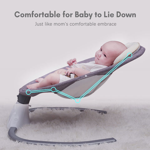 Baby Swing Chair Kids Swing and Bouncer - Electric Baby Bouncer Chair with Remote Control and Mosquito Net: 4 Speeds & 4 Timer & 12 Preset Lullabies Supports BT Connection USB Flash Drive