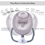 Baby Swing Chair Kids Swing and Bouncer - Electric Baby Bouncer Chair with Remote Control and Mosquito Net: 4 Speeds & 4 Timer & 12 Preset Lullabies Supports BT Connection USB Flash Drive