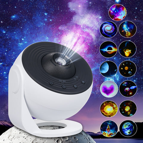 Galaxy Star Projector, Starry Sky Projection Lamp, with 13 Film Discs, Bedroom Night Light, Nebula Milky Way Ambient Light, 1H/2H/4H Timer, Adjustable Focus & Speeds