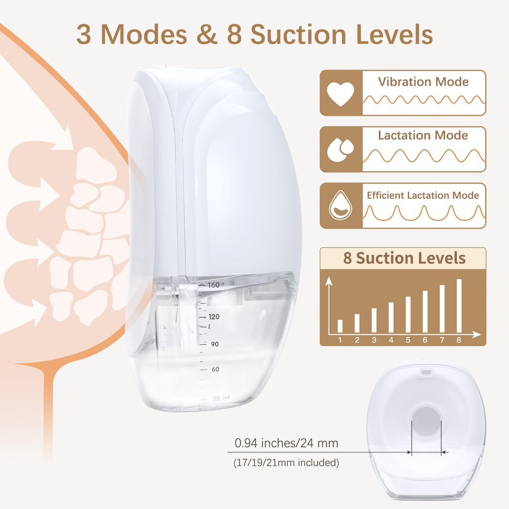 Wearable Breast Pump Wireless Breastmilk Pump Lightweight IP21 Waterproof Wearable Pumps for Breastfeeding