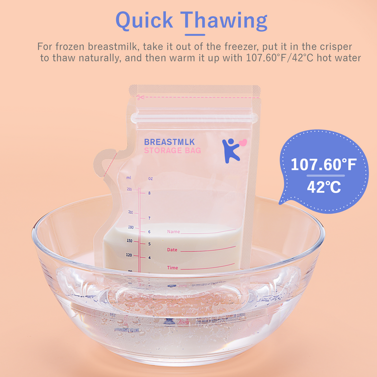 Kisdream Breastmilk Storage Bag 50PC, Leak-Proof Double-Sealed Self Standing Breastmilk Bags with a Pen, 8 Oz White