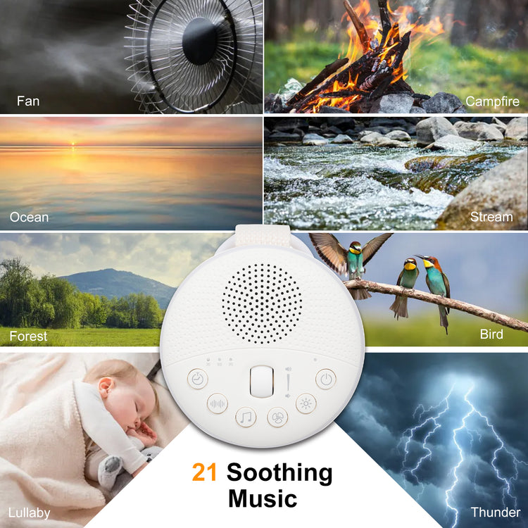 Kisdream White Noise Sound Machine with 21 Soothing Music 30min/60min/90min Timer - Portable White Noise Machine Baby Soother for Infants Toddlers