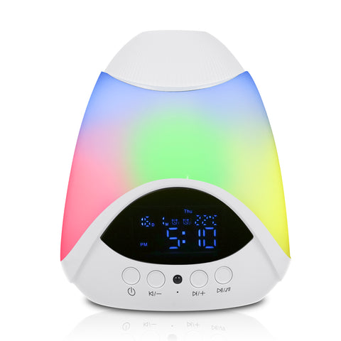 Star Projector, RGB Ambient Light, Dual Alarm Clock with Snooze, White Noise Machine with 16 Soothing Sounds, Bedroom Night Light, BT Speaker, Timer, Temperature Monitor Display, with Remote Control
