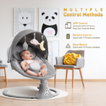 Kisdream Baby Swing for Infants: Electric Baby Swing Chair with Remote Control - Baby Rocking Chair Cordless 5 Levels 12 Lullaby 3 Timer 3 Angle Portable Baby Bouncer for Newborn - Gray