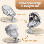 Kisdream Baby Swing for Infants: Electric Baby Swing Chair with Remote Control - Baby Rocking Chair Cordless 5 Levels 12 Lullaby 3 Timer 3 Angle Portable Baby Bouncer for Newborn - Gray