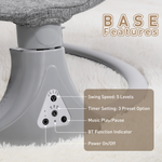 Kisdream Baby Swing for Infants: Electric Baby Swing Chair with Remote Control - Baby Rocking Chair Cordless 5 Levels 12 Lullaby 3 Timer 3 Angle Portable Baby Bouncer for Newborn - Gray