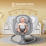 Kisdream Baby Swing for Infants: Electric Baby Swing Chair with Remote Control - Baby Rocking Chair Cordless 5 Levels 12 Lullaby 3 Timer 3 Angle Portable Baby Bouncer for Newborn - Gray