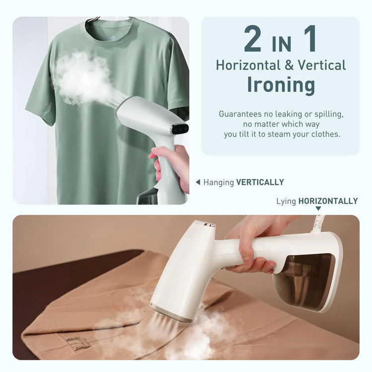 Steamer for Clothes,1500W 15s Quick Heat Portable Handheld Clothes Steamer,Fabric Wrinkles Remover Garment Steamer with Smart LCD,2 in 1 Clothing Iron with 300ml Tank and Fabric Brush,Auto-Off