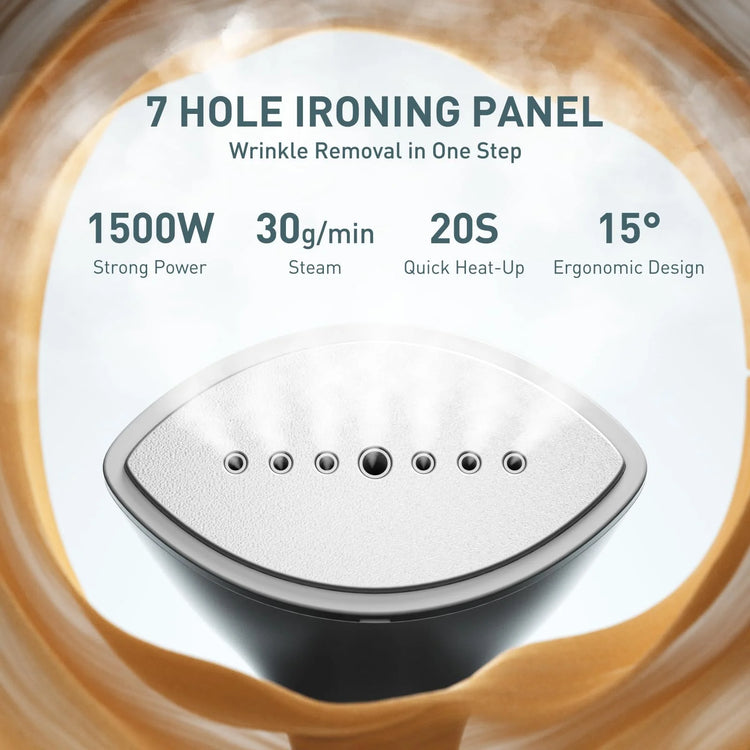 Steamer for Clothes,1500W 15s Quick Heat Portable Handheld Clothes Steamer,Fabric Wrinkles Remover Garment Steamer with Smart LCD,2 in 1 Clothing Iron with 300ml Tank and Fabric Brush,Auto-Off