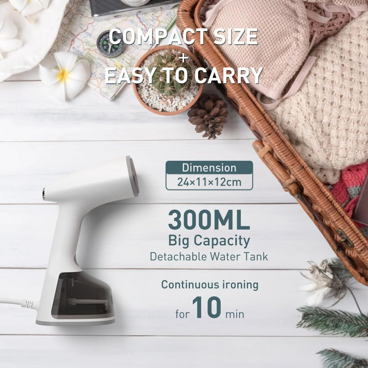 Steamer for Clothes,1500W 15s Quick Heat Portable Handheld Clothes Steamer,Fabric Wrinkles Remover Garment Steamer with Smart LCD,2 in 1 Clothing Iron with 300ml Tank and Fabric Brush,Auto-Off