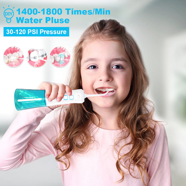 Water Flosser for Teeth, Cordless with DIY Mode and 6 Jet Tips, USB Rechargeable Portable Oral Irrigtor IPX7 Waterproof Electric Teeth Braces, Cleaner Home Travel Use