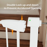 Baby Gate for Stairs, 29.7-40.6" Retractable, Auto-Close Safety Gate with Double Lock, Indoor Toddler Pet Gates for Doorways, Child Dog Gate Easy Walk, Pressure Mounted, White
