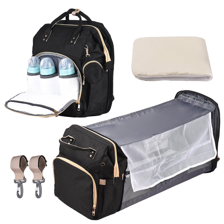Baby Diaper Bag Backpack Travel Baby Bag Large Capacity Outdoor Water-resistant with Stroller Straps & 3 Feeding-bottle Thermal Pockets