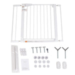 Baby Gate for Stairs, 29.7-40.6" Retractable, Auto-Close Safety Gate with Double Lock, Indoor Toddler Pet Gates for Doorways, Child Dog Gate Easy Walk, Pressure Mounted, White