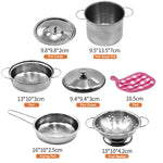 12 PCS Kitchen Set Pretend Play with Storage Bag Simulated Kitchen Toy Stainless Steel Soup Pot Pan Shovel Spoon Children Chef Role Playset Cooking Set Educational Gift for Kids Girls Boys