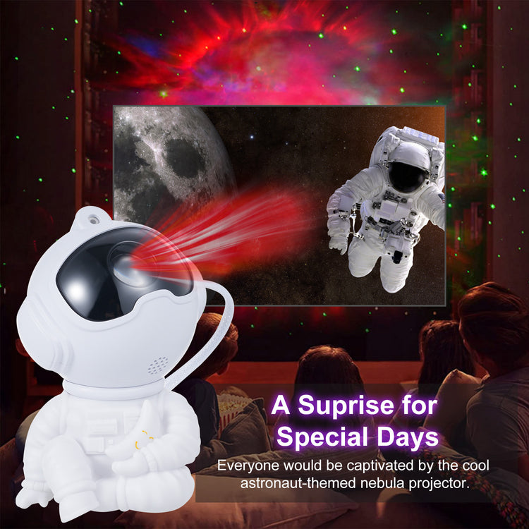 Astronaut Galaxy Projector Starry Night-Light: Starry Nebula Projection Light Bedroom Decoration - Rotatable Head Ceiling LED Lamp with Remote Control 45/90min Timer Adjustable Brightness Speed